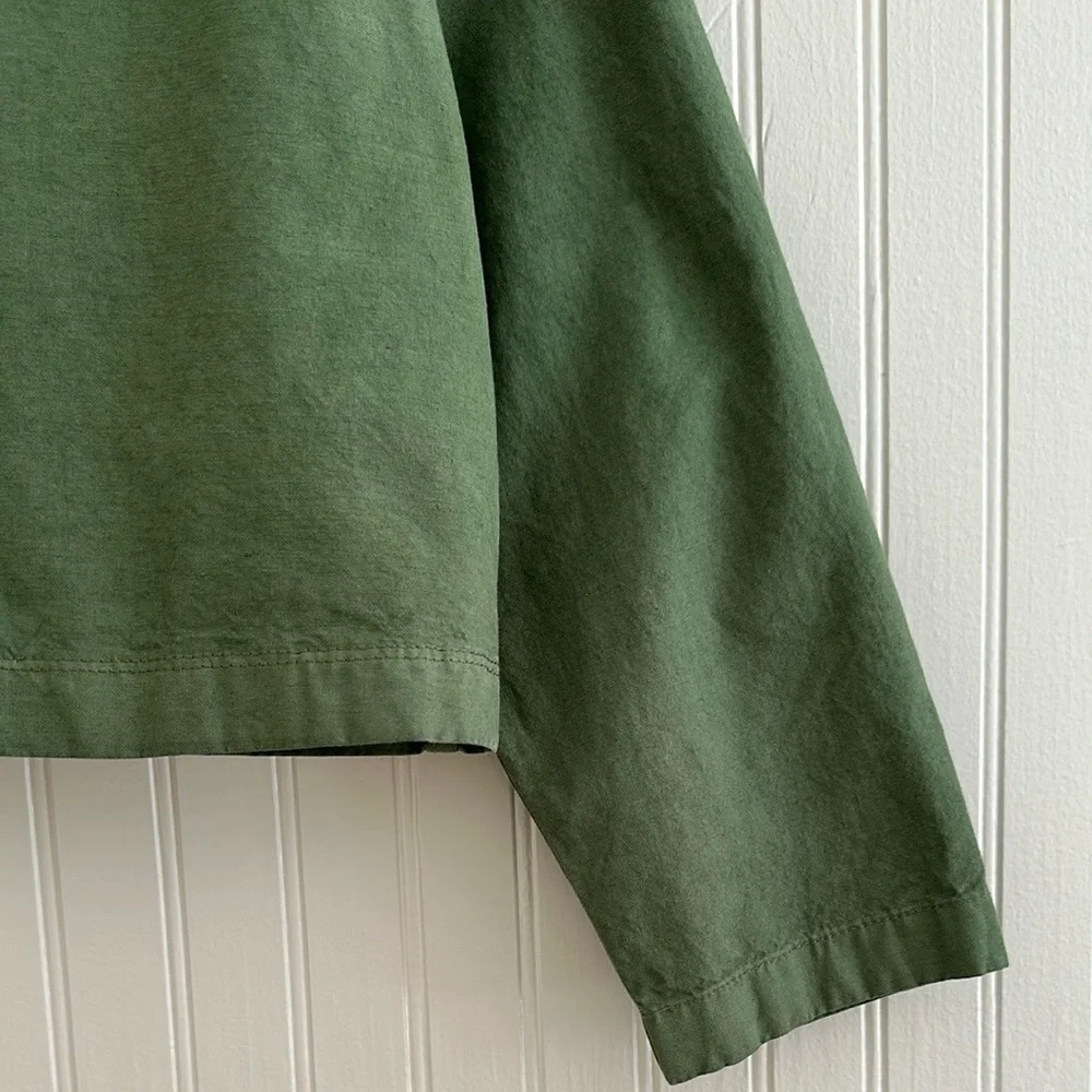J. Crew Popover Shirt in Cotton -Linen Blend in Olive